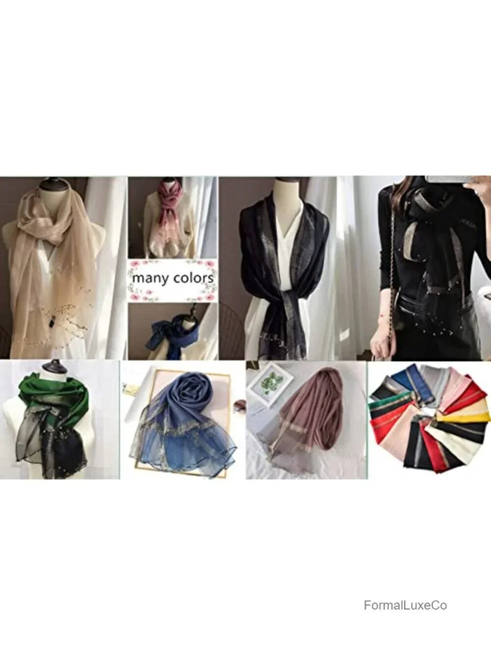 Silk Wool Lightweight Scarf Shawl Wrap for Evening Wedding